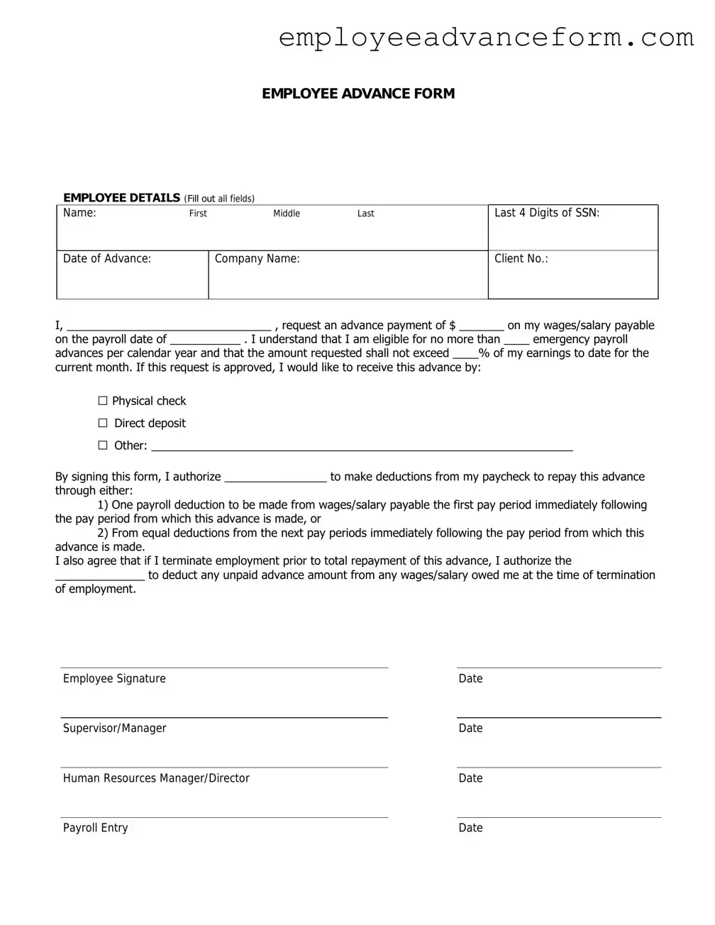 Fill Out a Valid Employee Advance Template